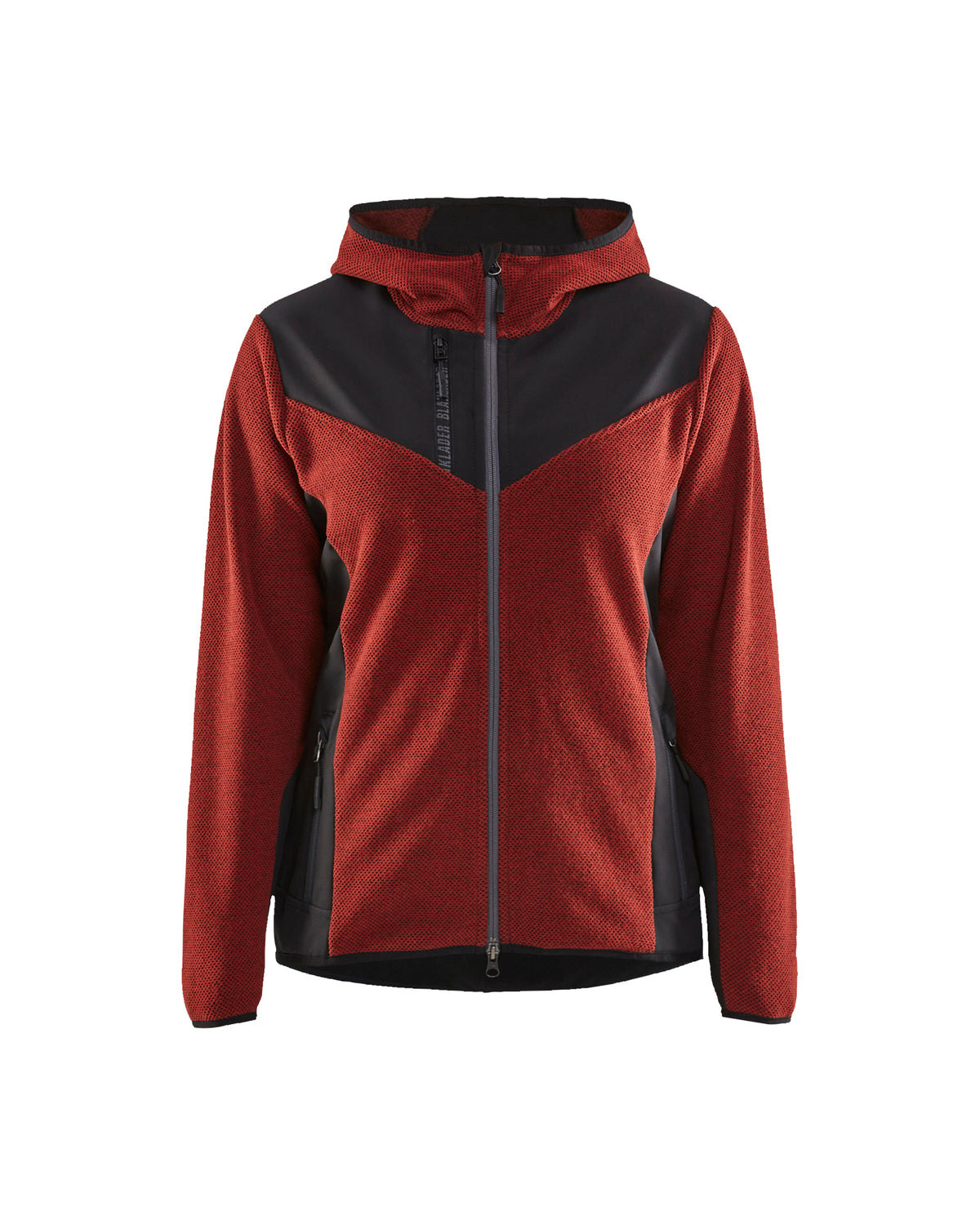 Women's Knitted Fleece Lined Jacket - Burned Red/Black