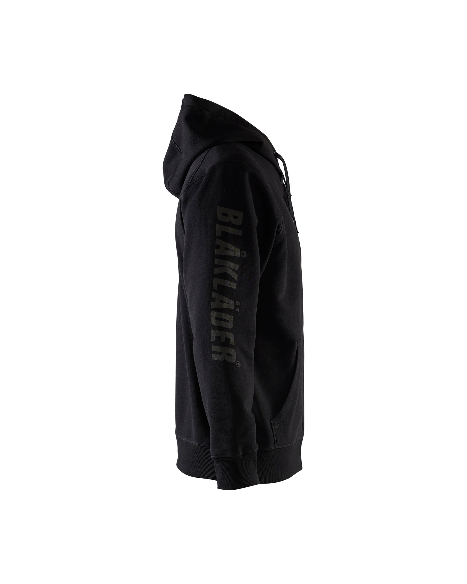Branded Hooded Zip-up Sweatshirt - Black