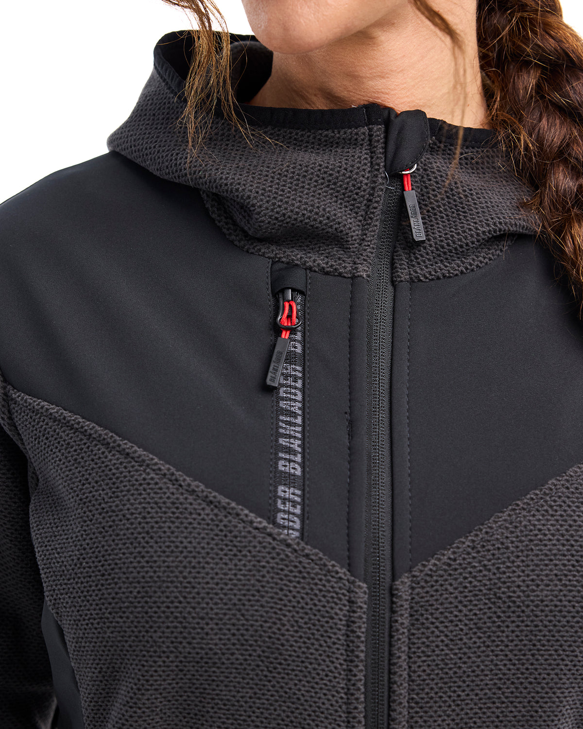 Women's Knitted Fleece Lined Jacket - Dark grey/Black