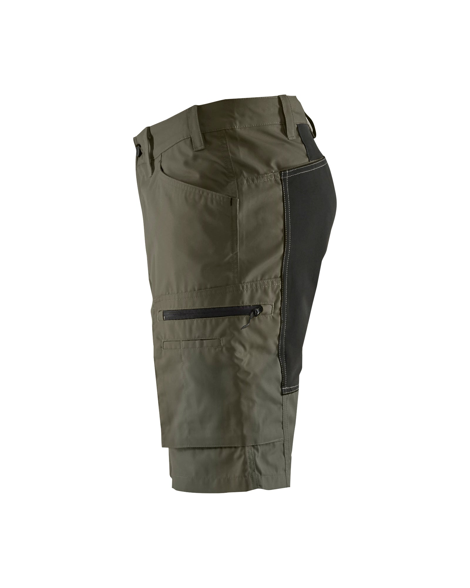 Service Shorts With Stretch - Dark olive green /black