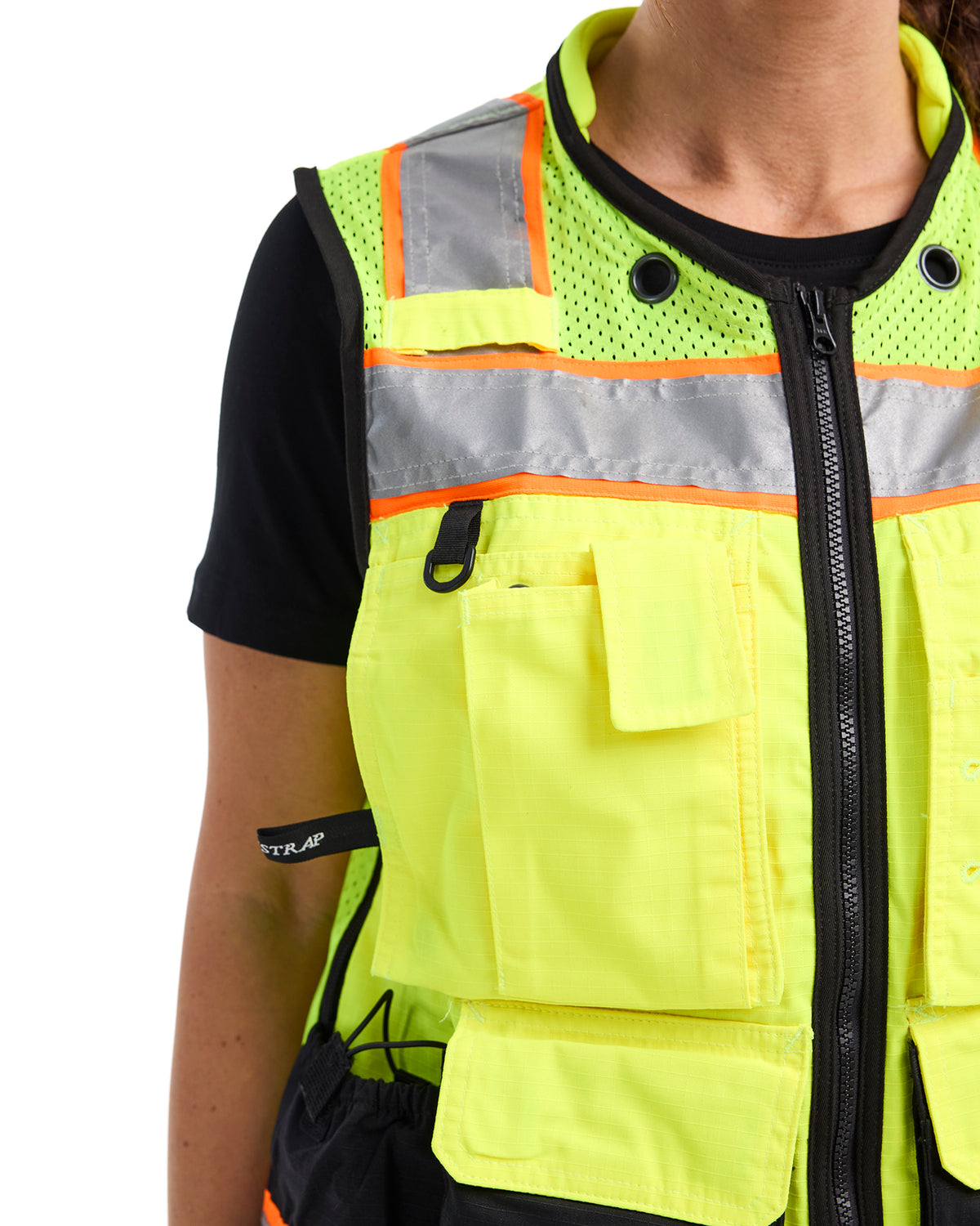 US Women's Hi-Vis Surveyor's Vest - Yellow Hi-viz/Black