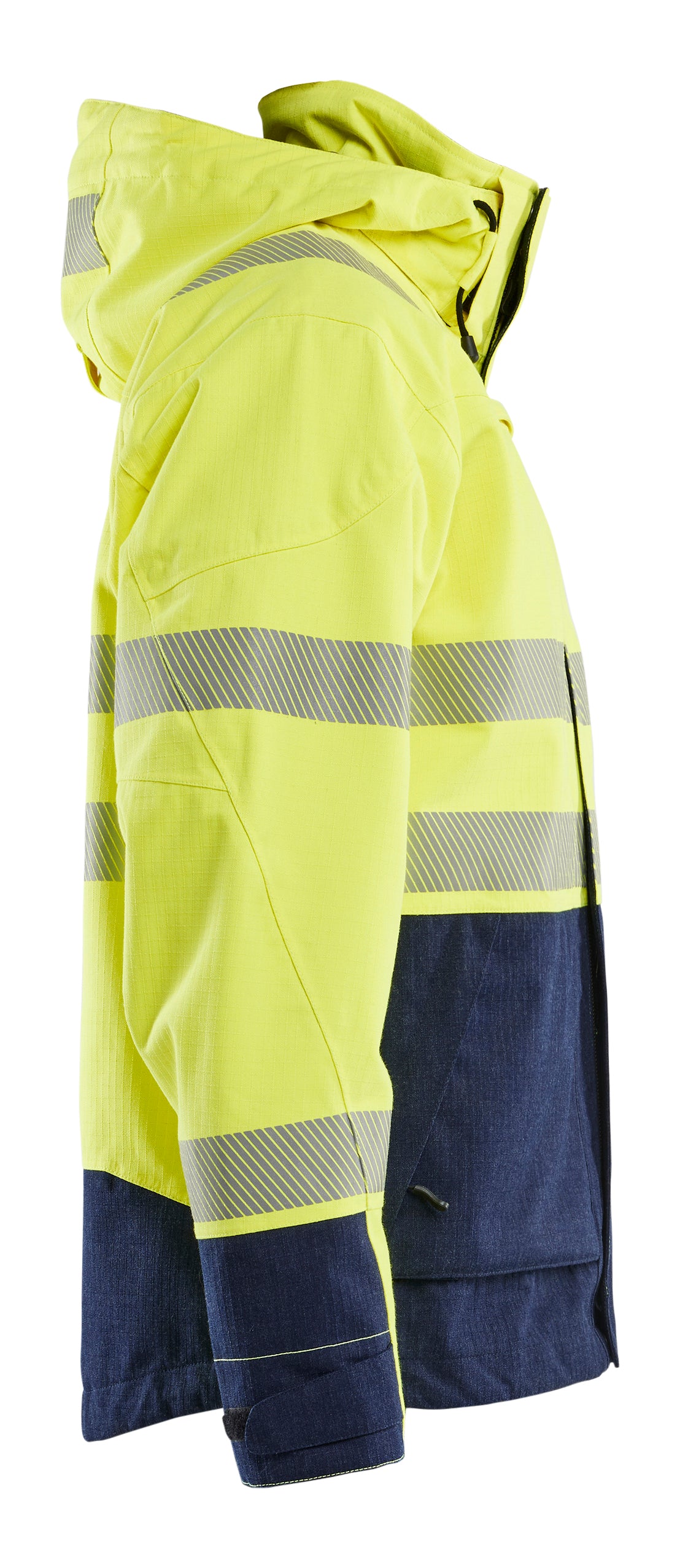 Flame Resistant Hi-Vis Shell Jacket - Hi-Vis Yellow / Navy Blue