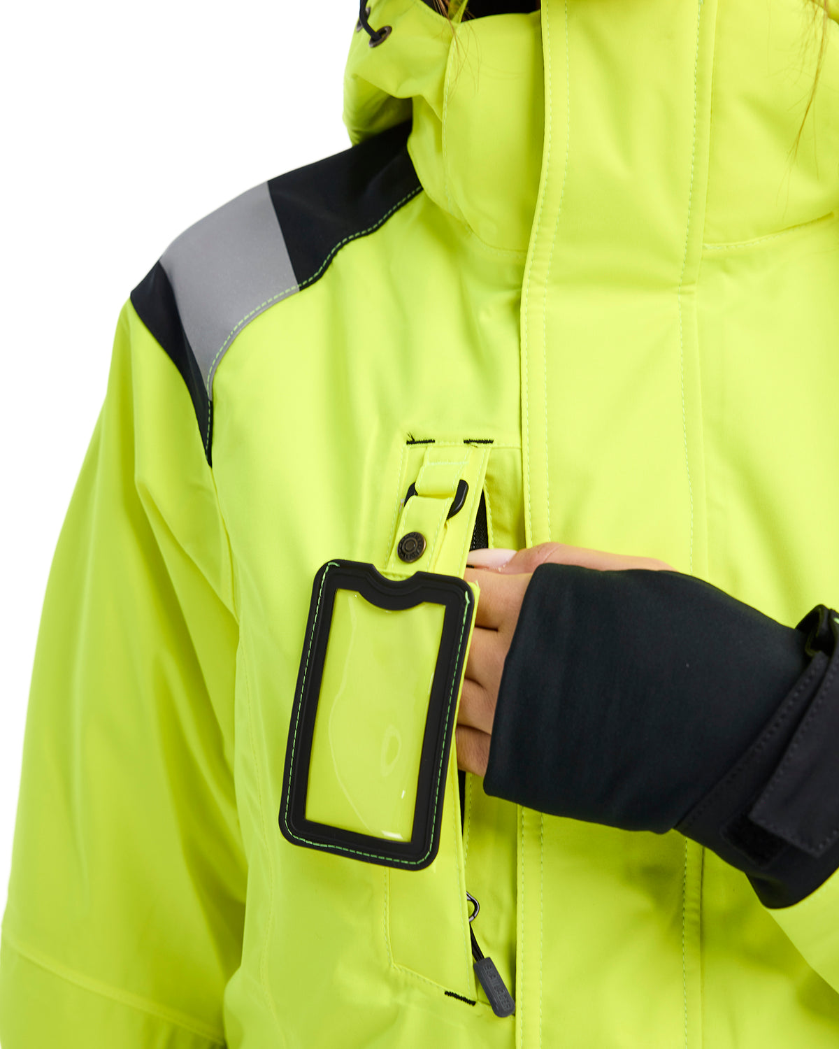 Women's Hi-Vis Premium Shell Jacket - Yellow Hi-viz/Black