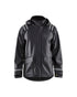Hooded Rain Jacket with Reflective Details - Black