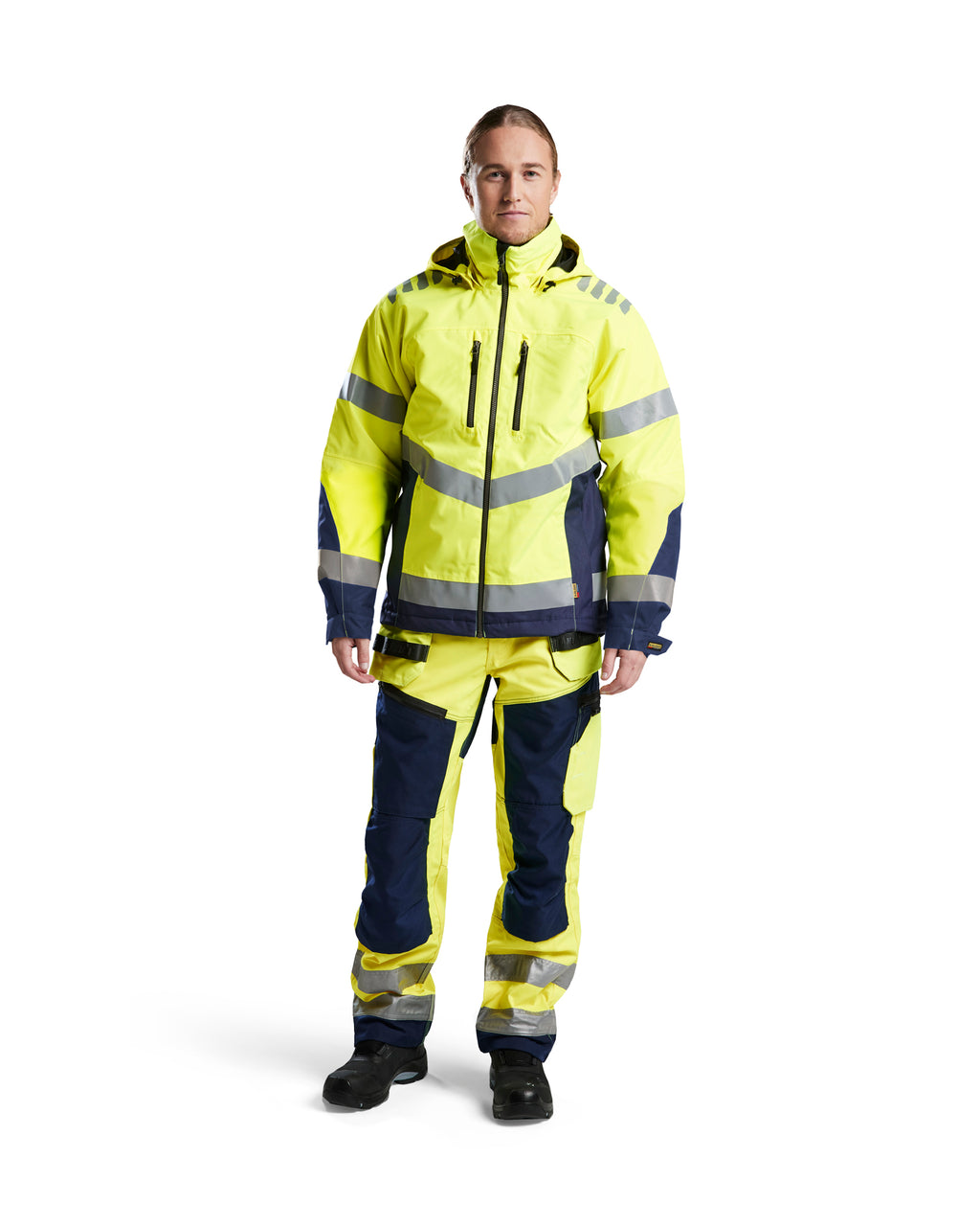 Hi-Vis Air Mesh Jacket - Yellow Hi-viz/Navy blue