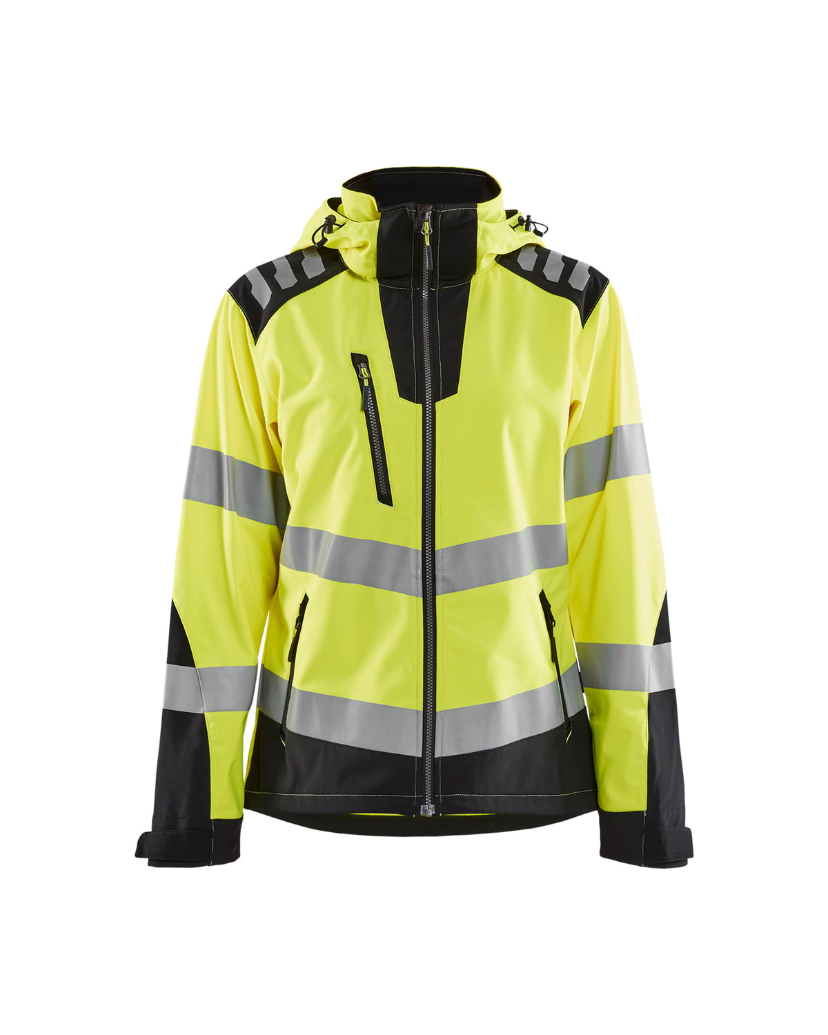 Women's Hi-Vis Softshell Jacket - Yellow Hi-viz/Black