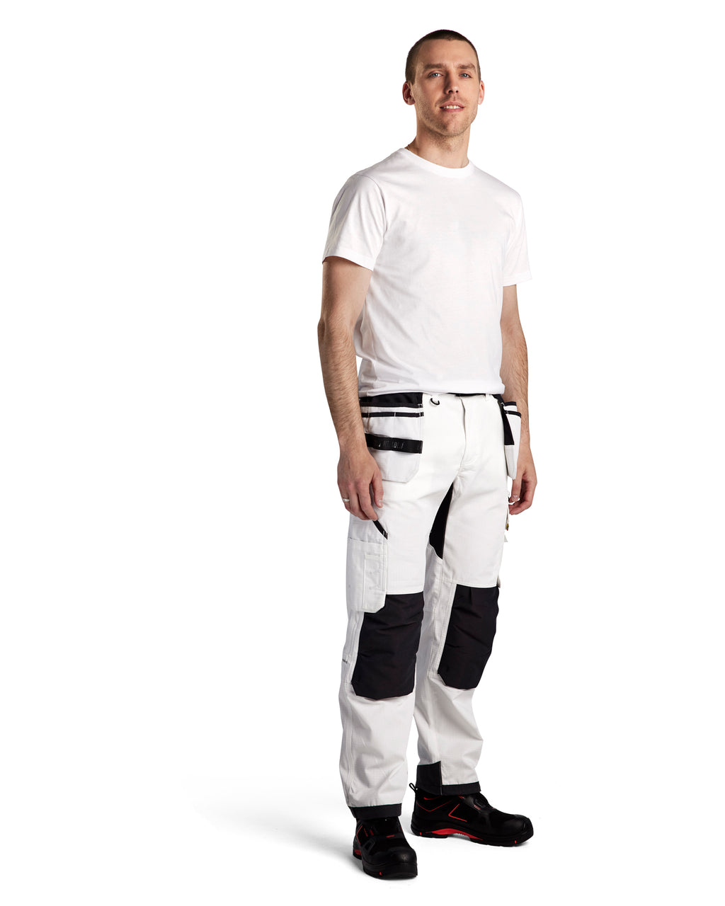 Ripstop Pants With Utility Pockets - White/Dark grey