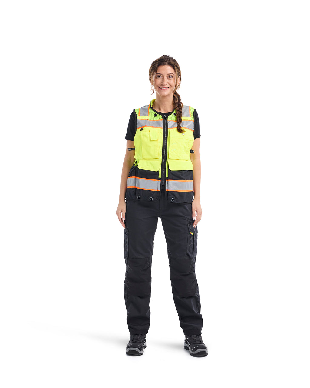 US Women's Hi-Vis Surveyor's Vest - Yellow Hi-viz/Black