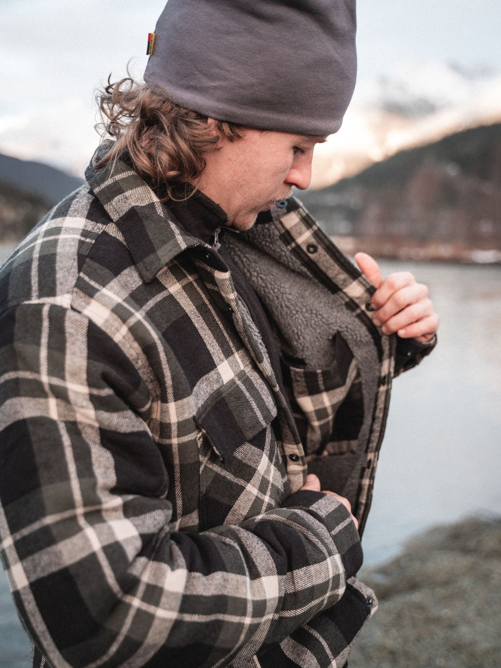 Blaklader Workwear fleece lined Flannel Jacket in forest green