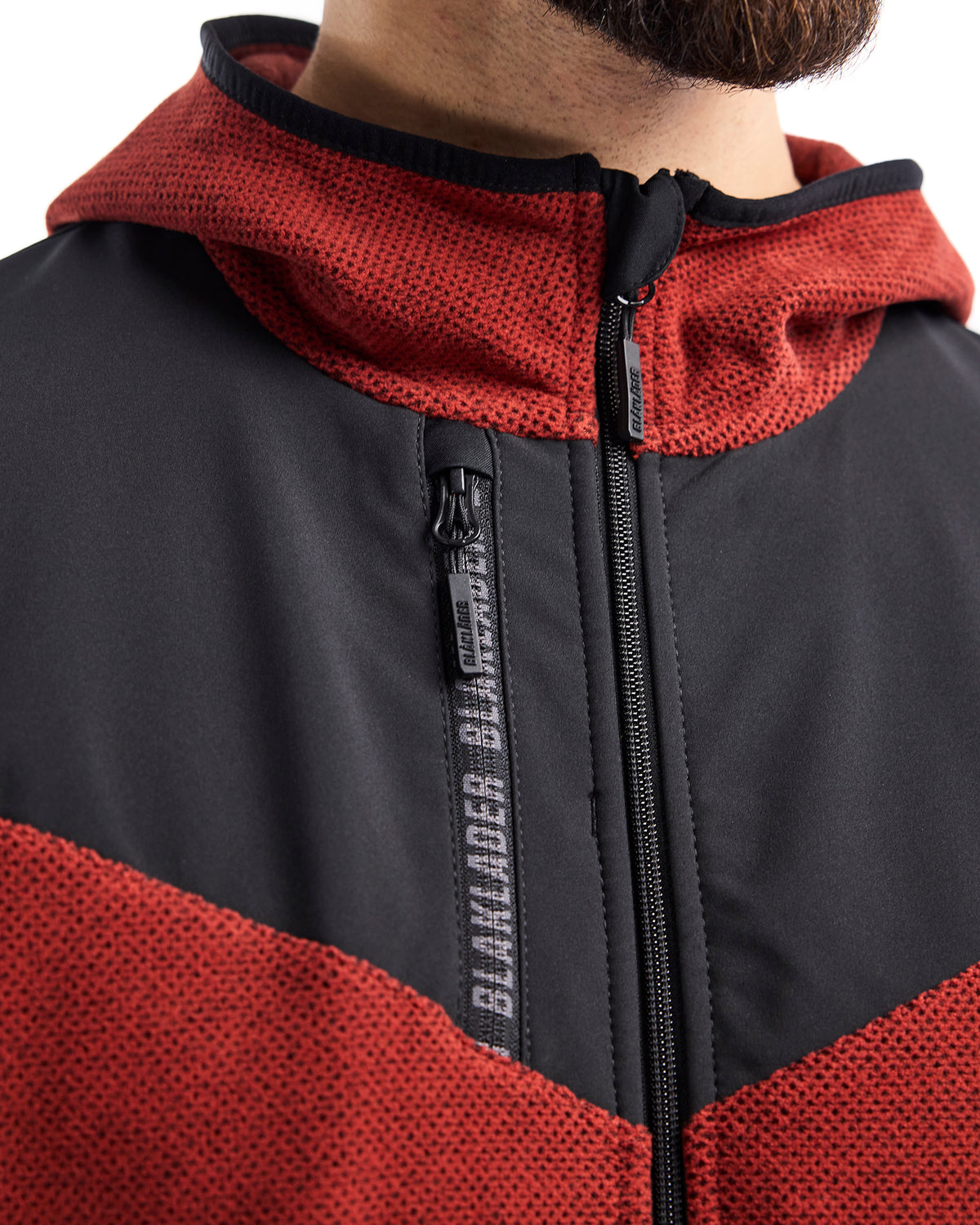 Knitted Fleece Lined Jacket - Burned Red/Black
