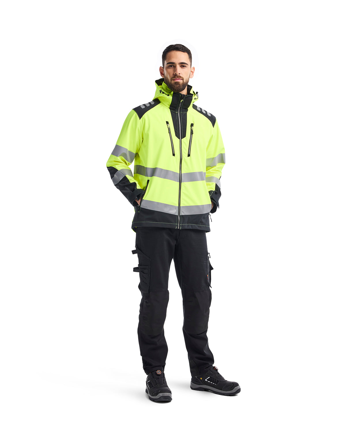 Hi-Vis Softshell Jacket - Yellow Hi-viz/Black