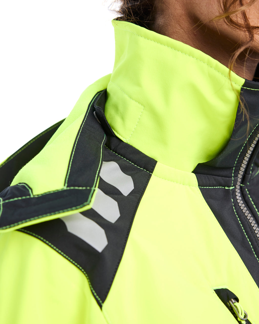 Women's Hi-Vis Softshell Jacket - Yellow Hi-viz/Black