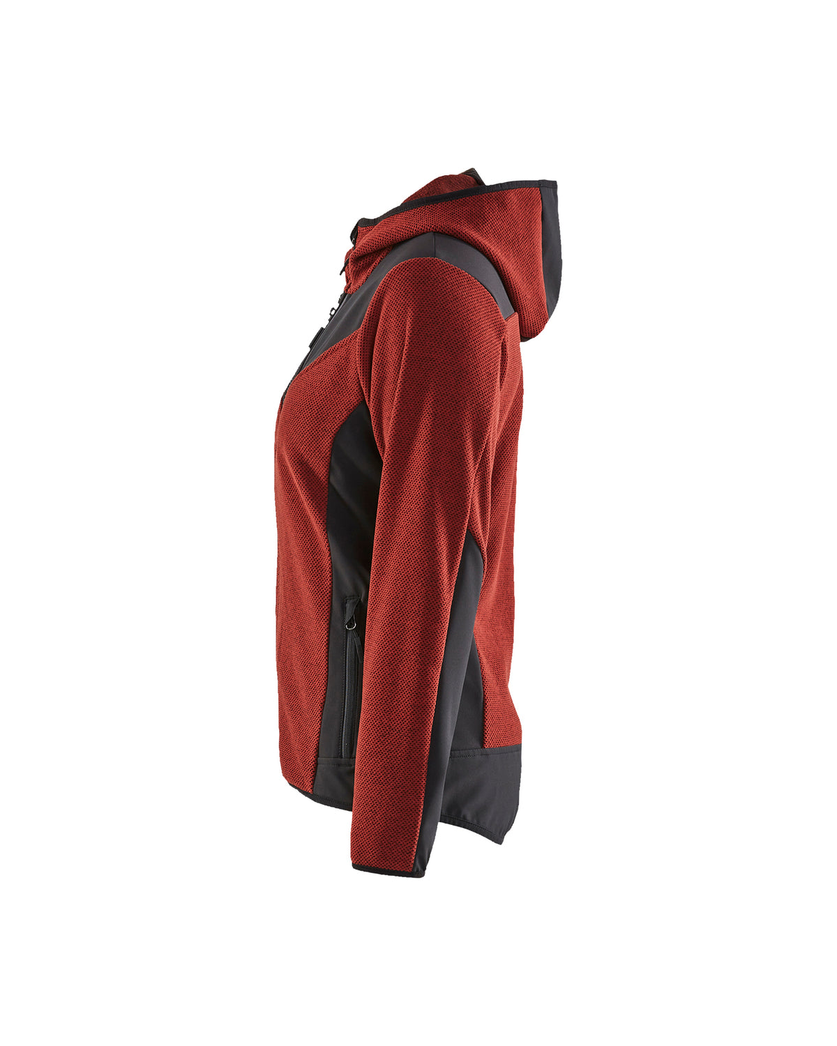Women's Knitted Fleece Lined Jacket - Burned Red/Black