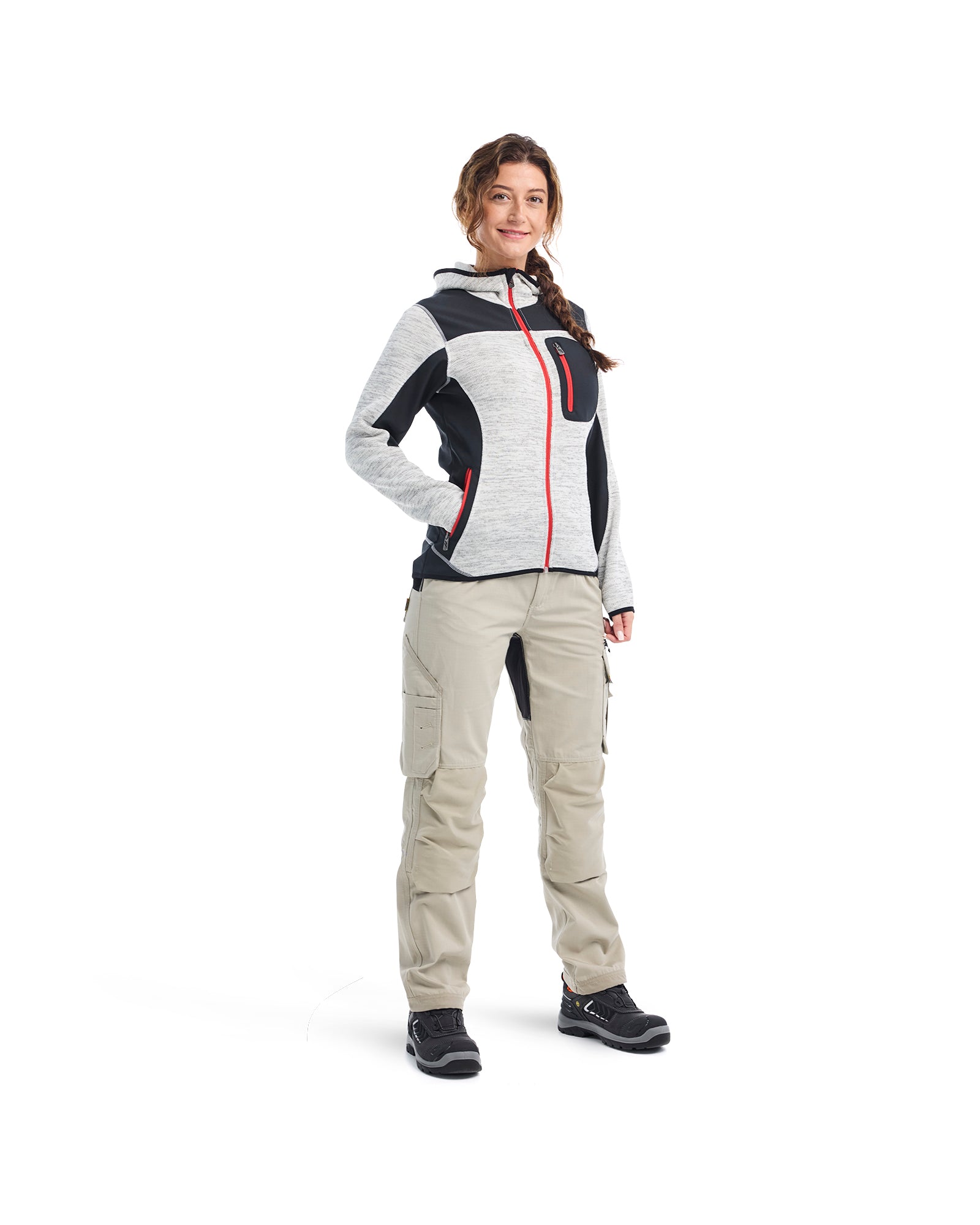 Women's Knitted Jacket - Grey melange/Black