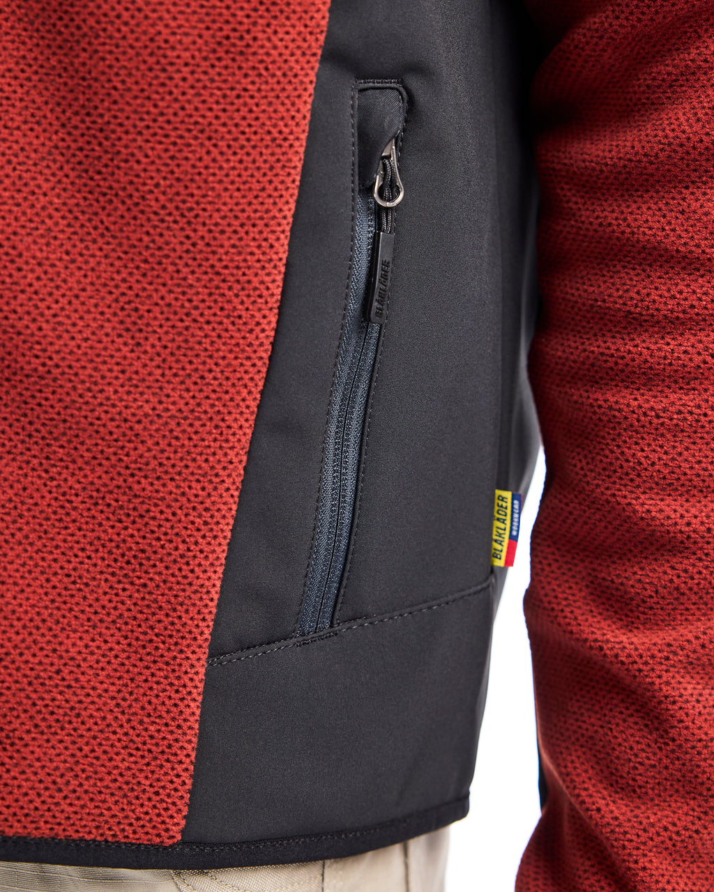 Knitted Fleece Lined Jacket - Burned Red/Black