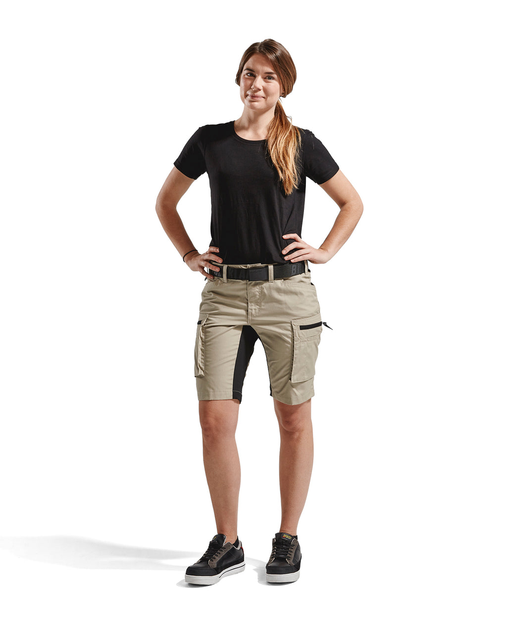 Women's Service Shorts With Stretch - Stone/Black