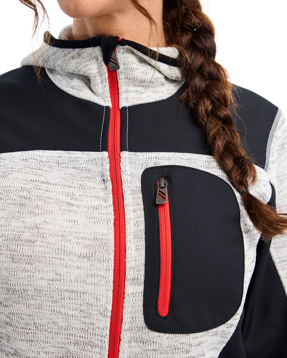 Women's Knitted Jacket - Grey melange/Black