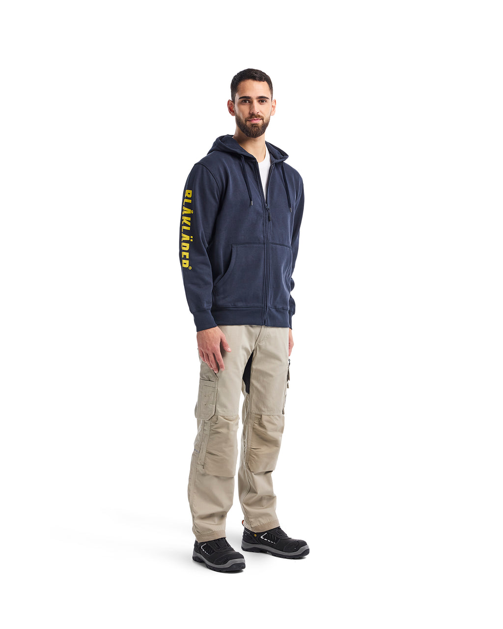 Branded Hooded Zip-up Sweatshirt - Dark navy blue