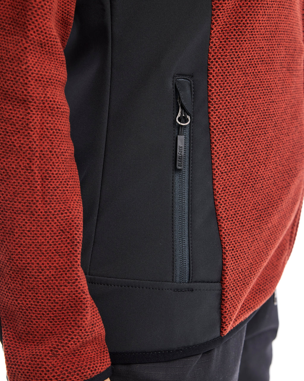 Women's Knitted Fleece Lined Jacket - Burned Red/Black