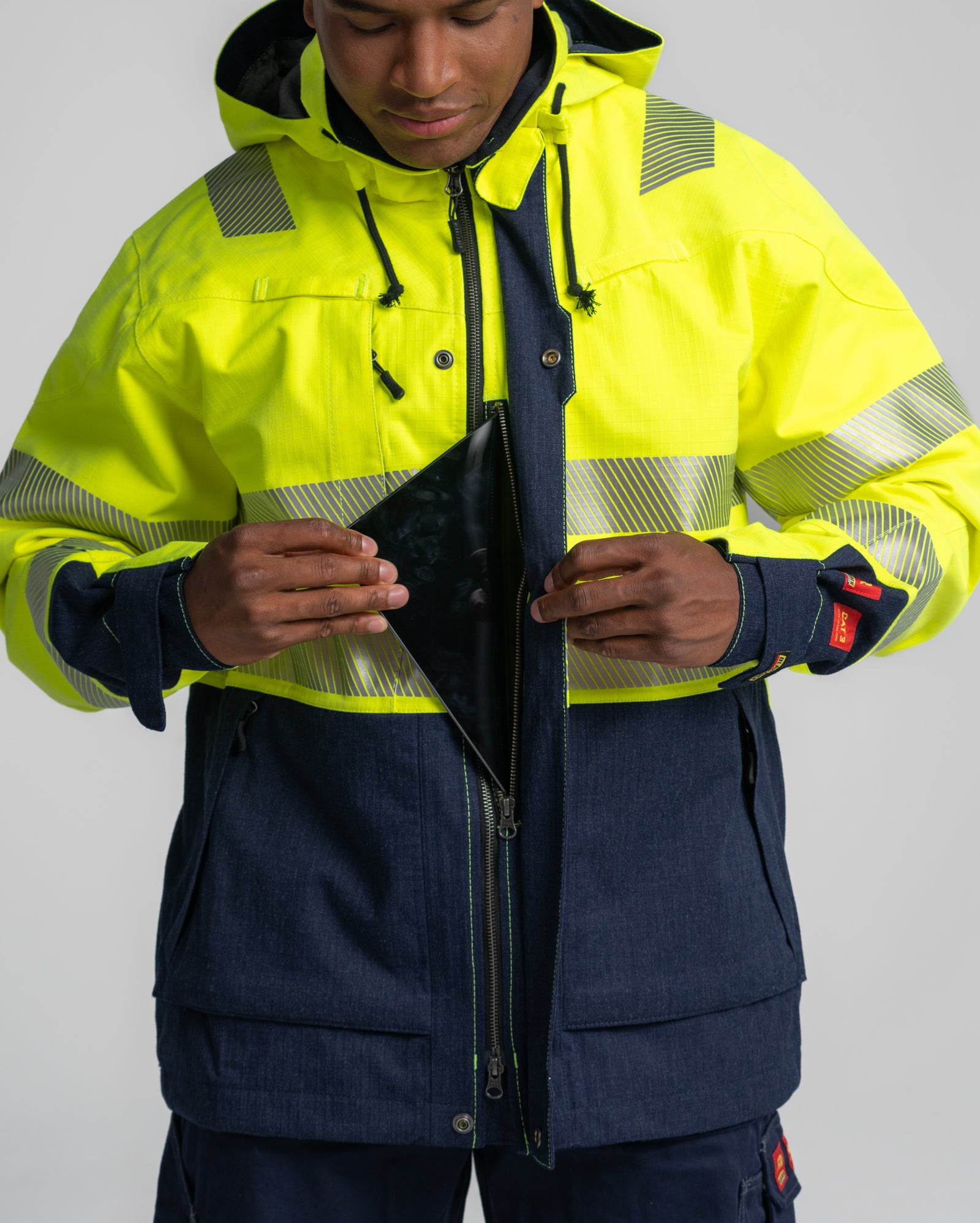 Multinorm Shell Jacket - Yellow Hi-viz/Navy blue – Blåkläder