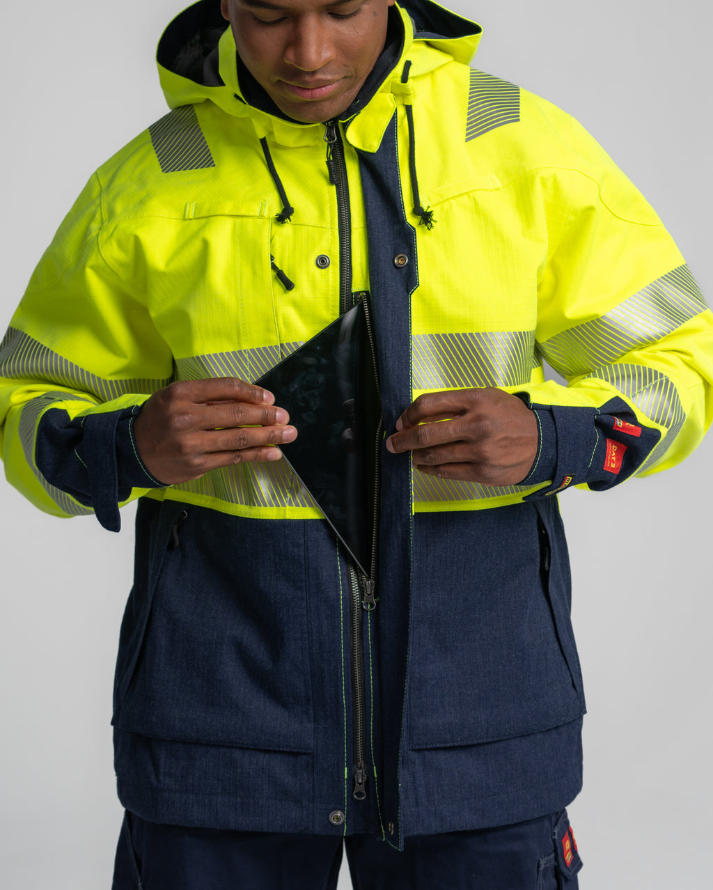 Multinorm Shell Jacket - Yellow Hi-viz/Navy blue