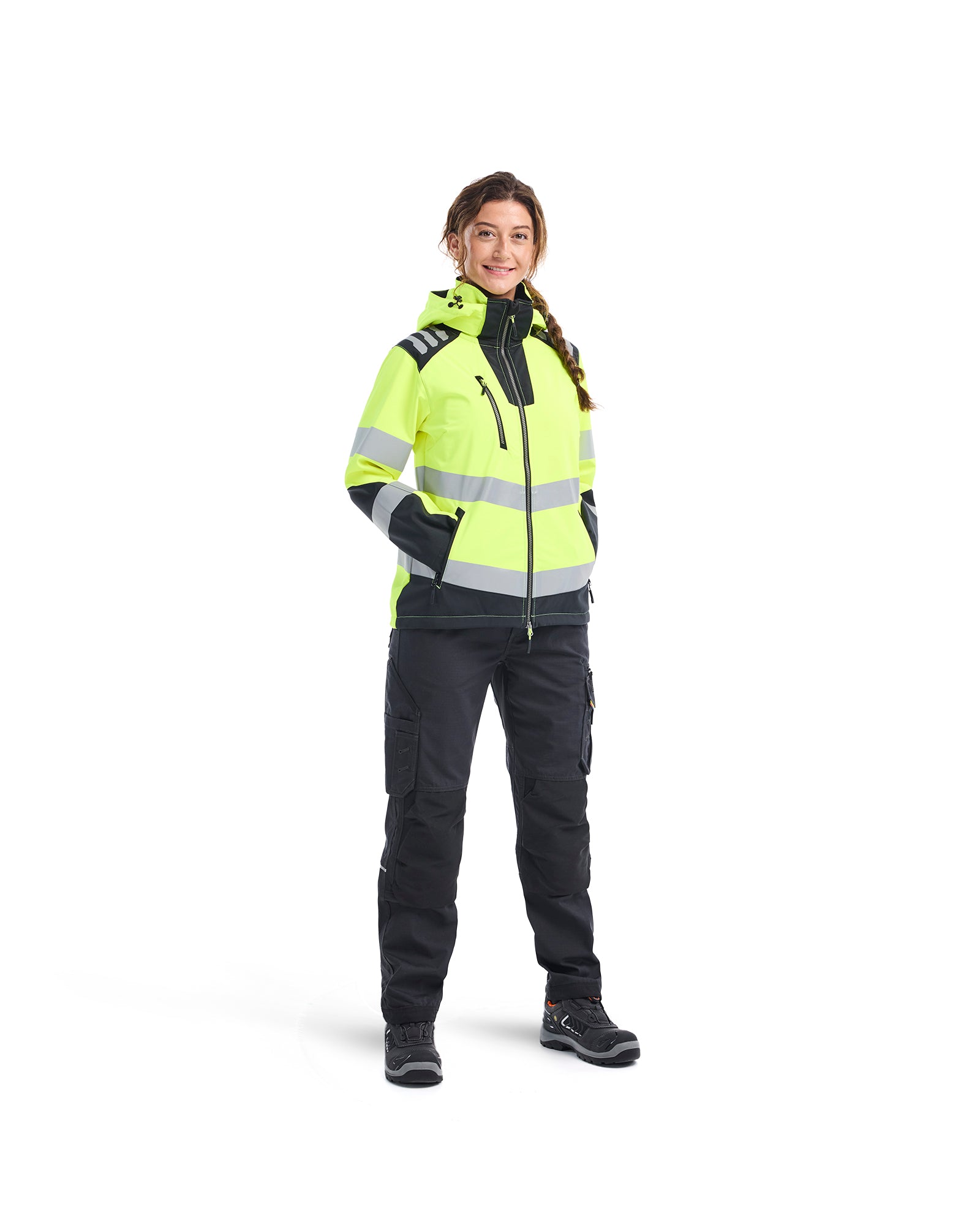 Women's Hi-Vis Softshell - Yellow Hi-viz/Black