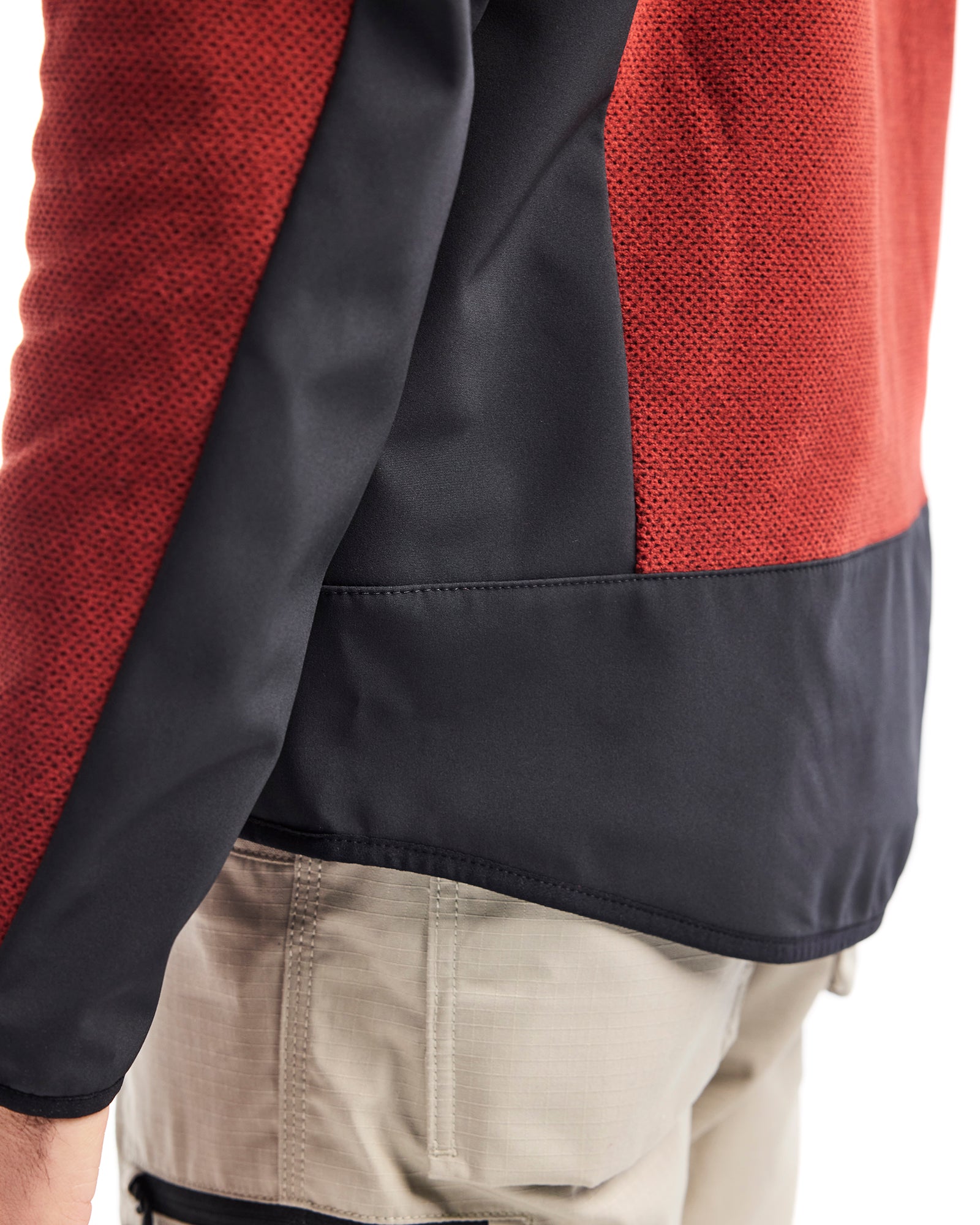 Knitted Fleece Jacket - Burned Red/Black