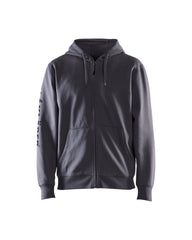 Branded Hooded Zip-up Sweatshirt - Grey